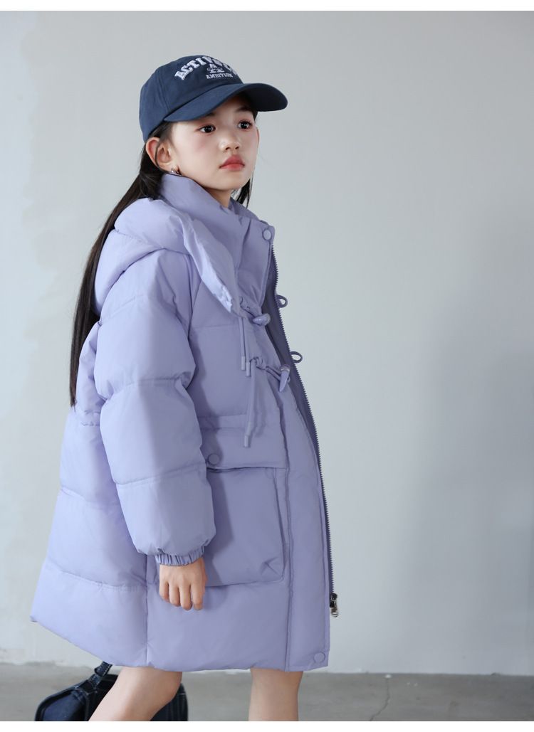 Langer Puffermantel für Mädchen – Trendige Winterjacke mit 50 % weißen Entendaunen (120–160 cm, 3 Farben, Kapuzendesign im koreanischen Stil)_voghion.com