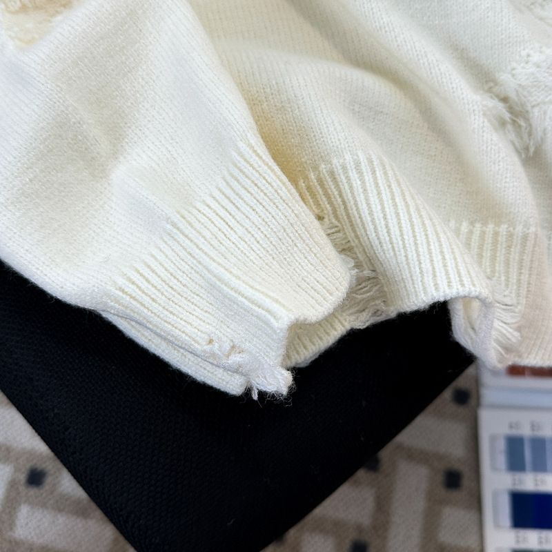 Men's Clothing Hole Pullover Sweater Loose Trend Retro Versatile Casual Hem Slit Knitted Sweater_voghion.com