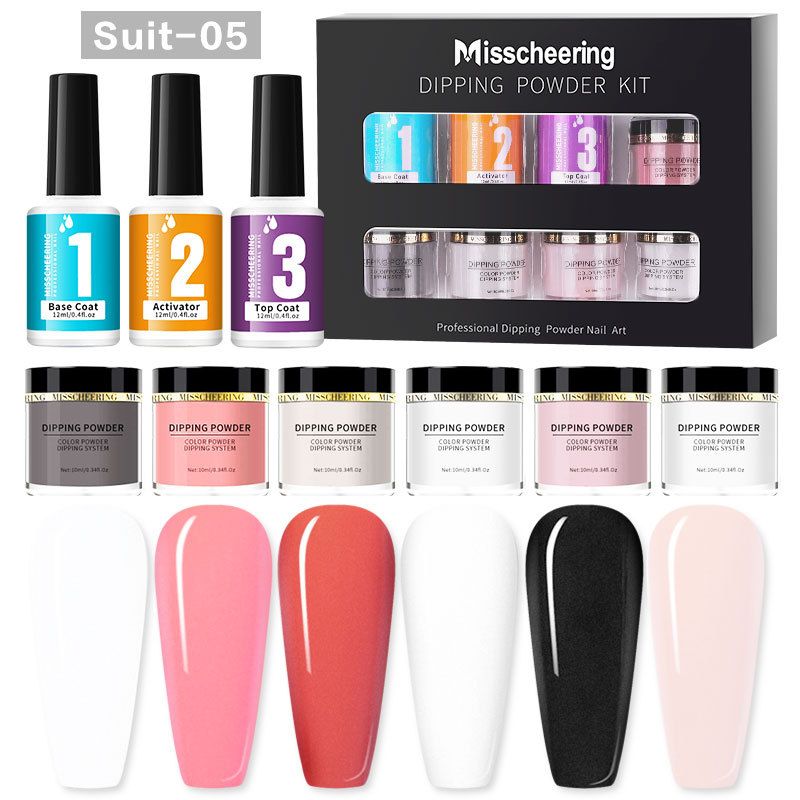 Set di polvere per immersione per nail art senza lampada da cottura, polvere per immersione francese, glitter per unghie, polvere per immersione_voghion.com