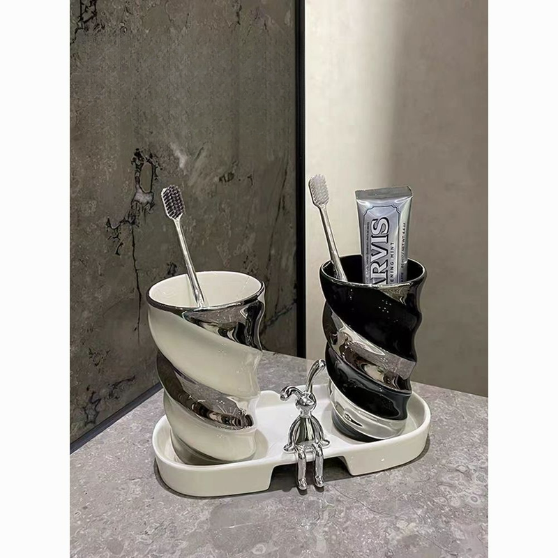Bicchiere portaspazzolino in ceramica ACZT Kähler - Set per coppie premium con design igienico_voghion.com