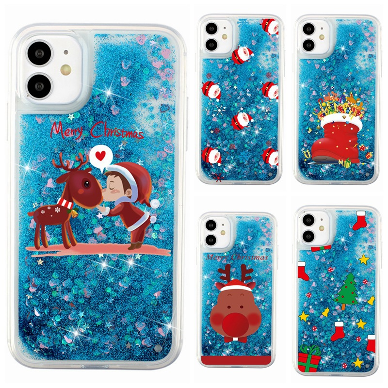 Geschikt voor iPhone 15 ProMax telefoon Apple 14 Christmas quicksand hoesje, S23 eland cadeau, 11 schoenen, P60_voghion.com