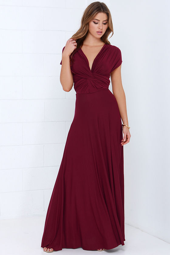 Abito lungo rosso con fasciatura multi-corda sexy multi-usura alla moda da donna_voghion.com