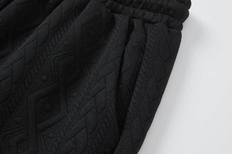 Herrenbekleidung Modetrend Freizeit Sport Strickmuster Kurzarm Zweiteiliger Anzug_voghion.com