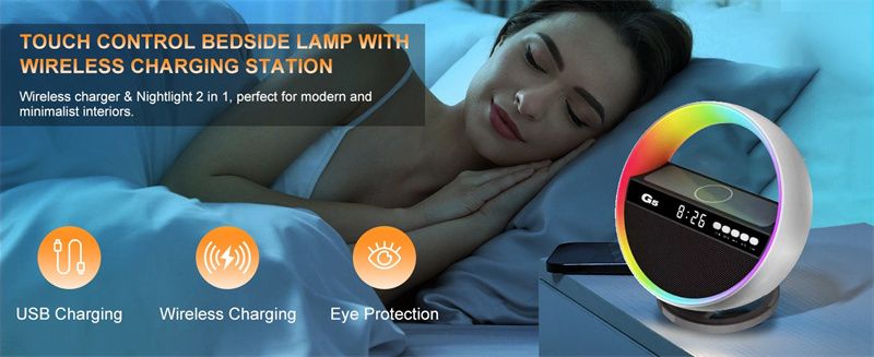 2024 Nieuwe multifunctionele RGB draadloze nachtlader Bluetooth-luidspreker Grote G-sfeerverlichting Woondecoratie_voghion.com