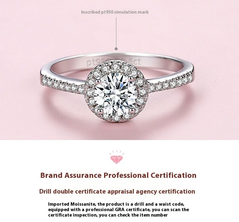 Mosang Stone Diamond 1 Carat Pure Silver Luxury Rund Pakke Bryllupsforslag Gavering til kjæresten_voghion.com