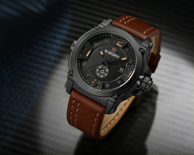 NAVIFORCE Leading 9099 Calendar Men's Waterproof Quartz Belt Watch_voghion.com