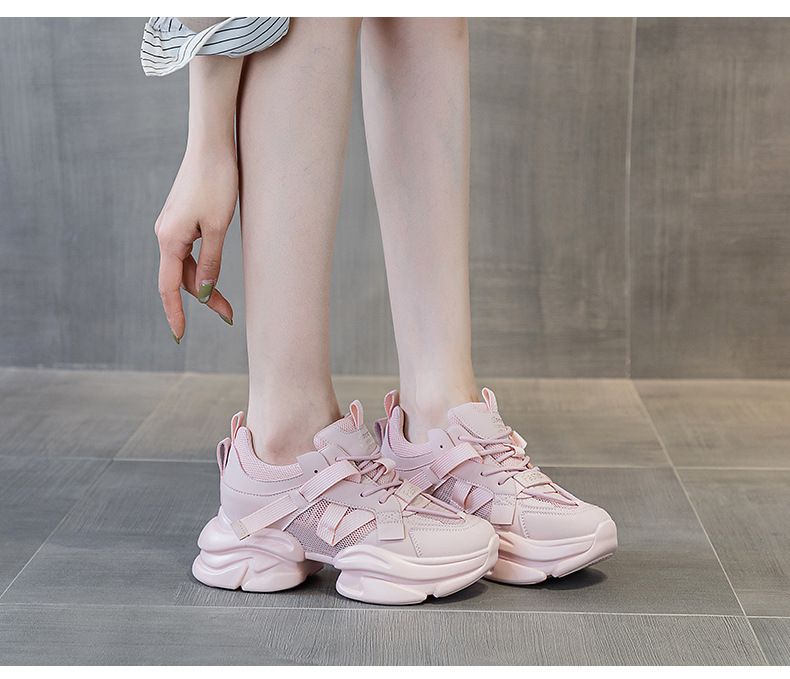 Dickbesohlte Erhöhungsschuhe Tanzschuhe Daddy-Schuhe Lederoberfläche Weiche Sohle Sport Freizeitschuhe Damen_voghion.com