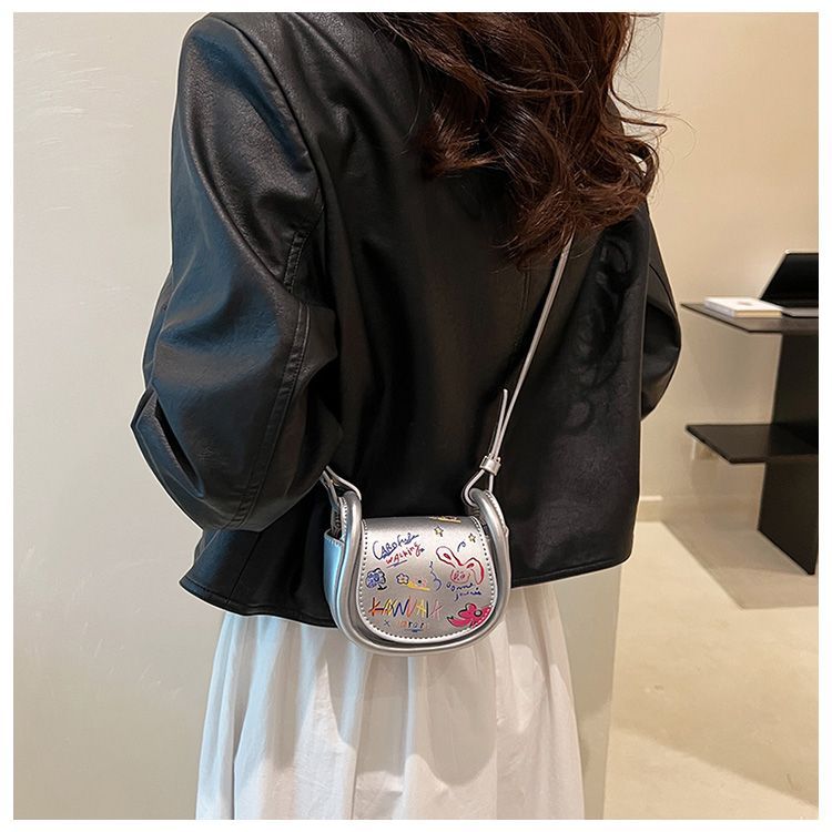 FOUR ONE Super süße Western Cartoon Graffiti kleine weibliche koreanische Version Student Crossbody Mini PU Tasche_voghion.com