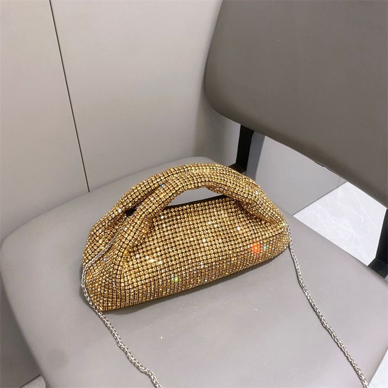 Guangzhou Fashion Super funkelnde einfarbige Abendhandtasche mit Wasserdiamanten, einzelne Schulter, Umhängetasche für Damen_voghion.com
