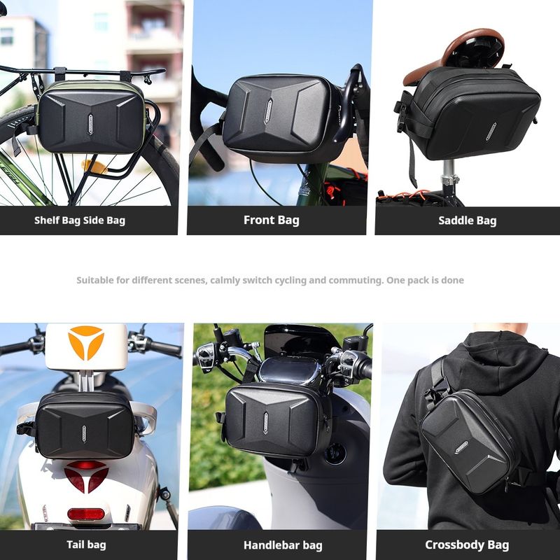 Nova bicicleta com feixe frontal de grande capacidade, bolsa crossbody de casca dura de montanha, bolsa suspensa de bicicleta com bateria dinâmica_voghion.com