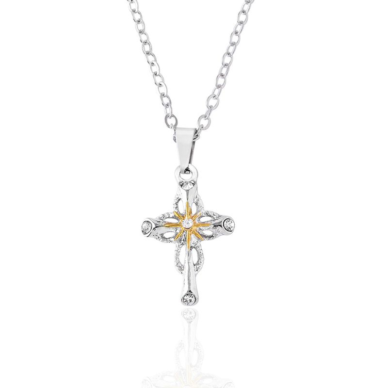 Collana con ciondolo a forma di croce e girasole, cavo, di alta qualità, nuovi accessori alla moda per uomini e donne._voghion.com