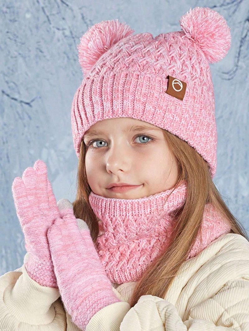 4-Stéck Baby-Strickmütz, Schal a Handschuesch-Set, winddicht a waarm léif Meederchersmütz, gëeegent fir Hierscht a Wanter dobaussen, kënnen als Gebuertsdagscadeau benotzt ginn_voghion.com