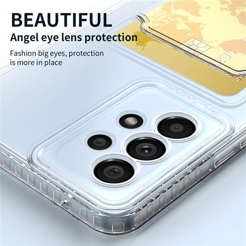 Transparent Card Bag Holder Clear Phone Case For Samsung Galaxy S21 S22 S23 Plus Note8 Note9 Note10 Note20 Ultra Soft TPU Shockproof Back Cover_voghion.com