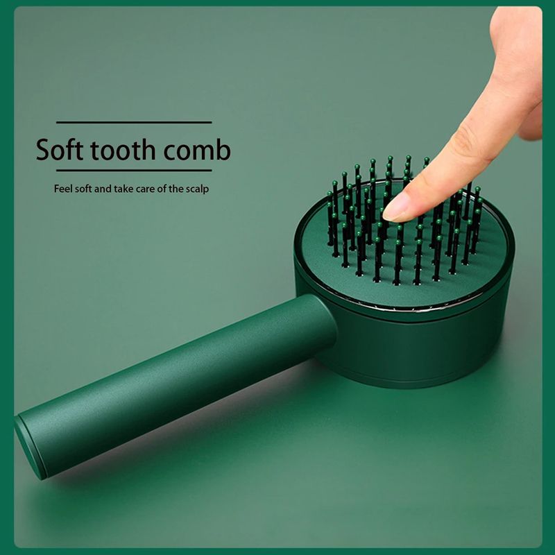 Massage Brush Cushion One-Key Self Cleaning Comb Professional Detangling Scalp Air Bag Combs For Hair_voghion.com