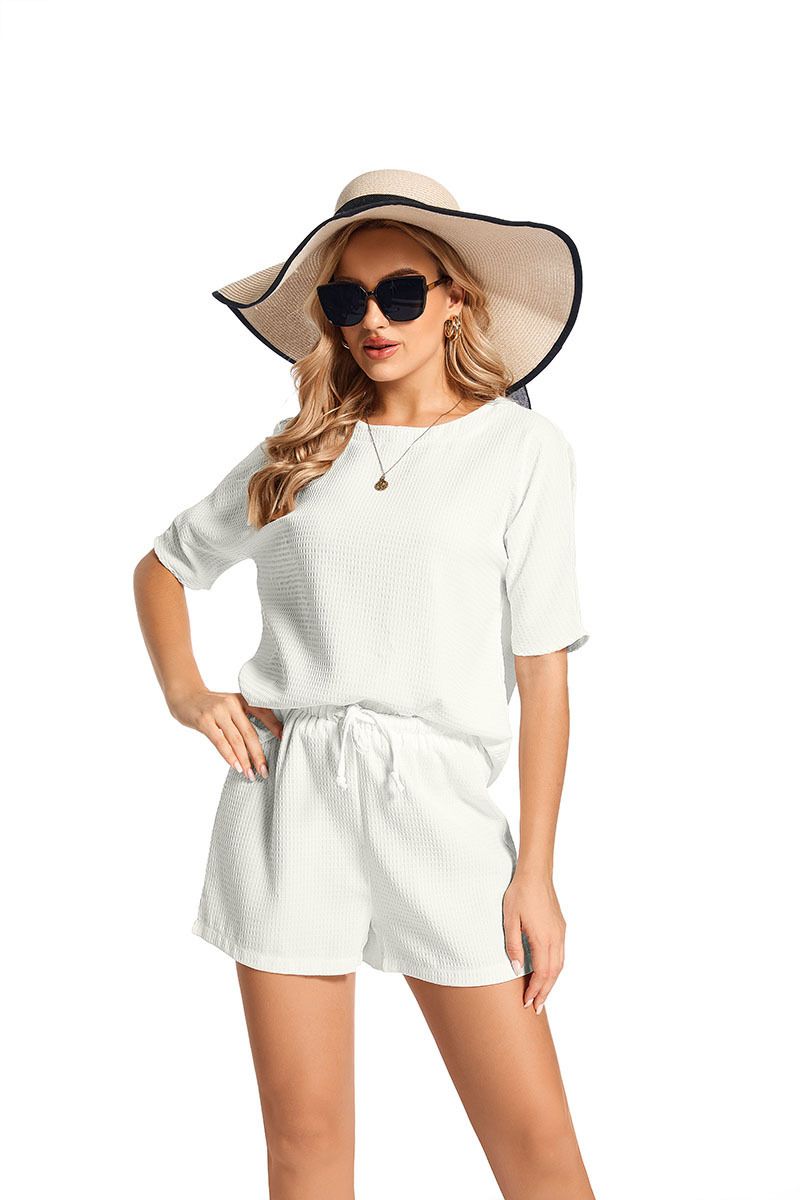 abbigliamento da donna abiti a maniche corte camicie a pipistrello alla moda da donna pantaloncini alla moda abiti a due pezzi_voghion.com