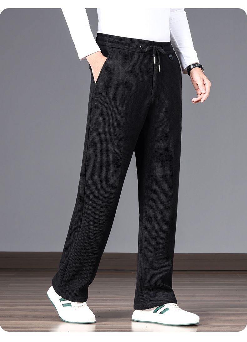 Pantaloni casual in velluto a coste da uomo - Pantaloni dritti dalla vestibilità comoda ed elasticizzati per autunno e inverno (bianco, nero, grigio scuro)_voghion.com