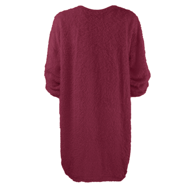 Robe ample en peluche mi-longue à manches longues et col rond pour femme automne/hiver 2023_voghion.com