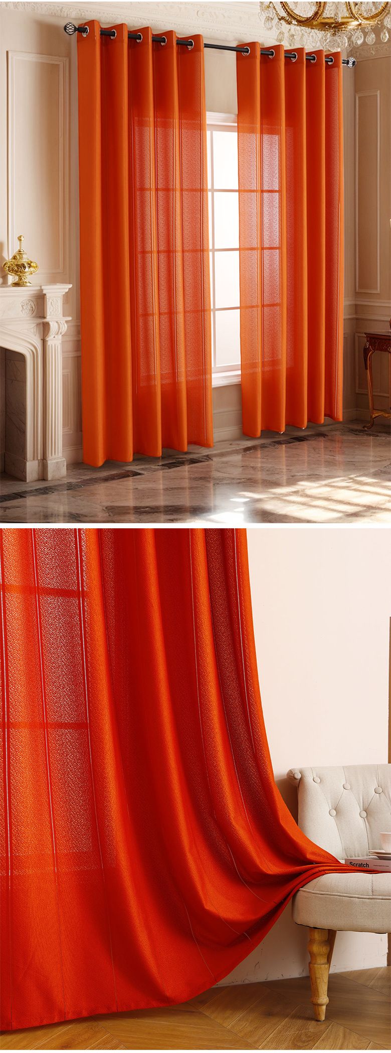 Striped Voile Sheer Curtains - Light Filtering Window Shades For Living Room & Bedroom (Ready-Made, Luxury Minimalist Style, Hotel & Home Use)_voghion.com