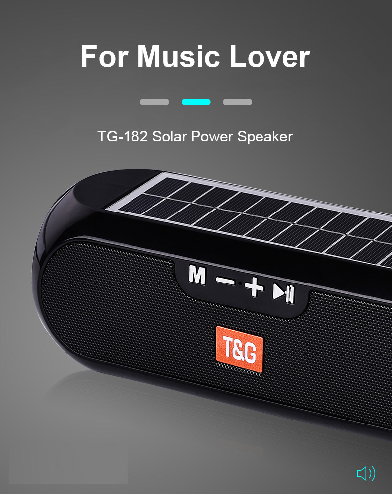 TG Portable Column Wireless Speaker, Stereo Music Box Solar Rechargeable Power Bank Boombox MP3 Speaker Outdoor_voghion.com