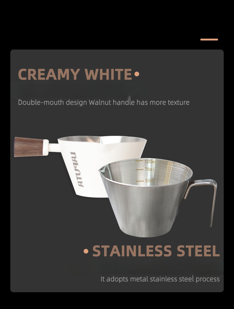 Stainless Steel Measuring Italian Extraction Espresso 304 Ounce Graduated Cup 100ml_voghion.com