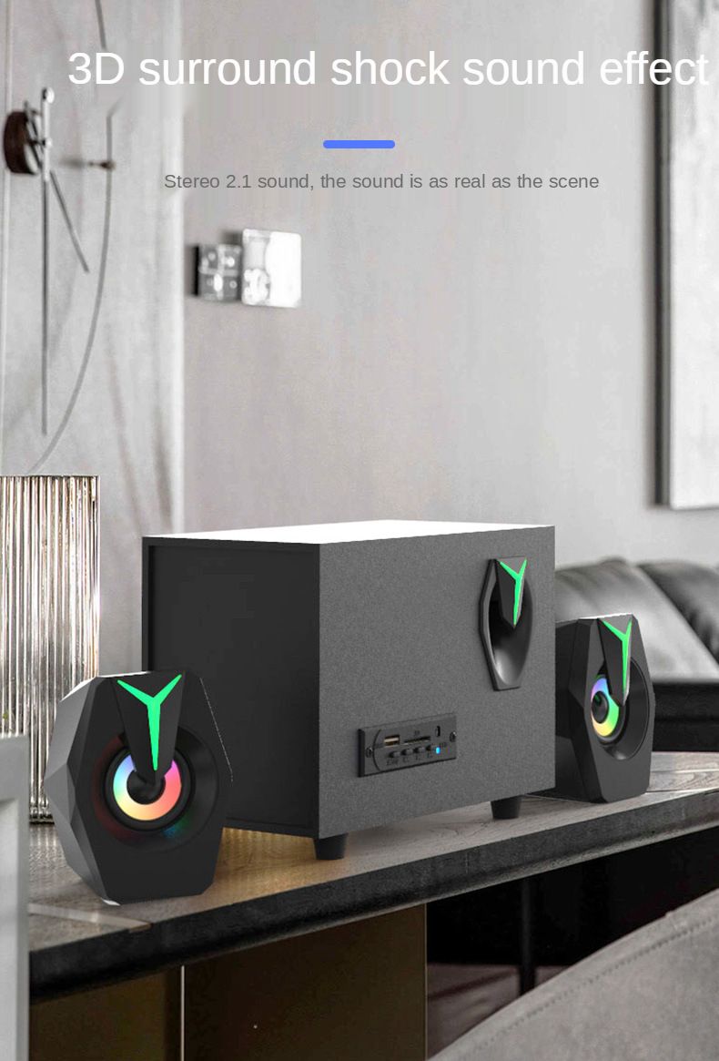 Altoparlante Bluetooth USB attivo per laptop, subwoofer multimediale sovrappeso in legno 2.1_voghion.com