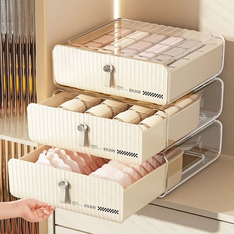 Underwear Box, Home Drawer Style Bra, Underwear, Socks Storage Artifact, Bedroom Wardrobe, Three In One Organizing Box_voghion.com