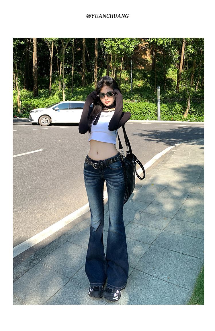 Women's Retro Low-Rise Flared Jeans - Stretch Slim Fit Bootcut Pants_voghion.com