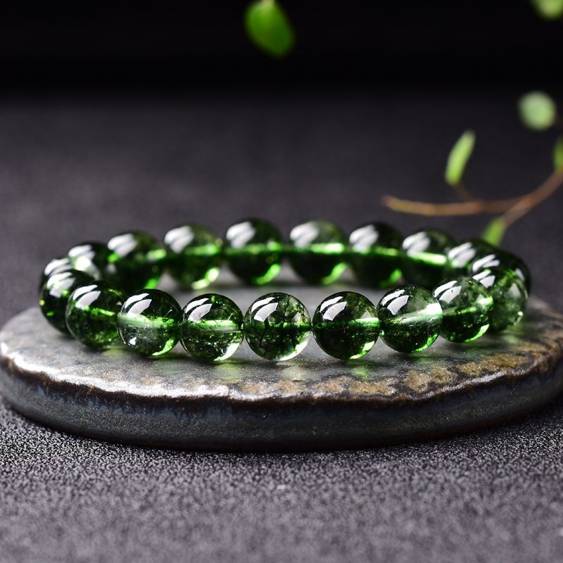 Bracciale con un singolo cerchio in cristallo verde fantasma brasiliano per uomo e donna, alla moda_voghion.com