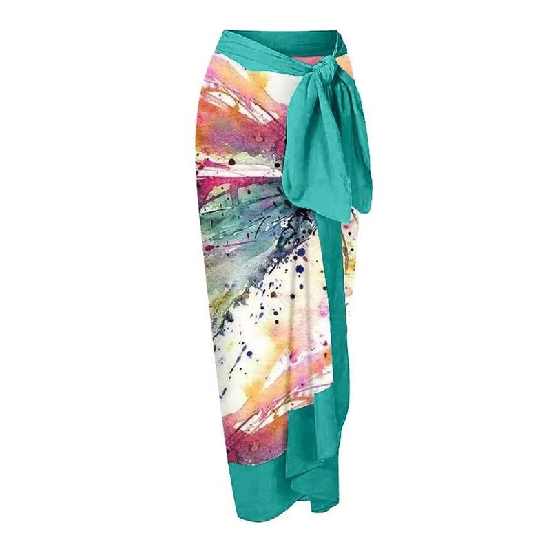 Roupas femininas, maiô feminino, conjunto de biquíni, saia conservadora que cobre a barriga, saia de praia de chiffon, saia envolvente, spot_voghion.com