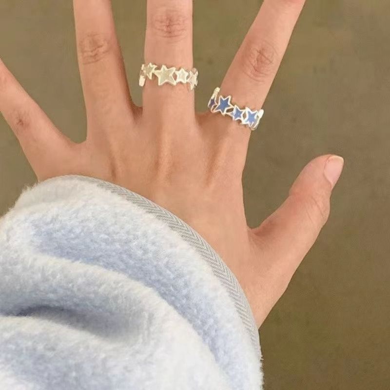 Anello asimmetrico a forma di stella in stile coreano, gioielli, accessori, chiusura geometrica per il pollice K-Pop, design non standard in lega Y2K_voghion.com