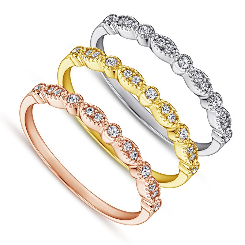 Anello con zirconi micro-pavé - Anello minimalista in argento sterling 925 (regalo di fidanzamento)_voghion.com