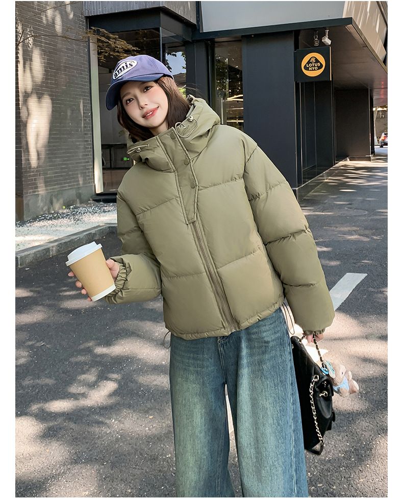 2024 New Live Streaming Student Thick Women's Short Stand Collar Bread Robe Cotton Jacket Autumn/Winter Loose Warm Coat_voghion.com