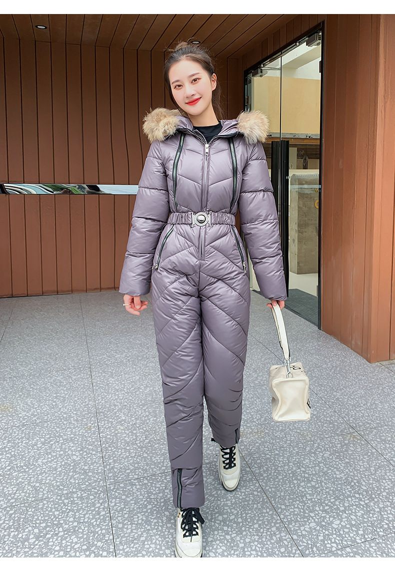 Women's Winter Hooded Puffer Coat With Removable Faux Fur Trim, Thickened Insulated Long Jacket For Skiing & Outdoor Activities_voghion.com