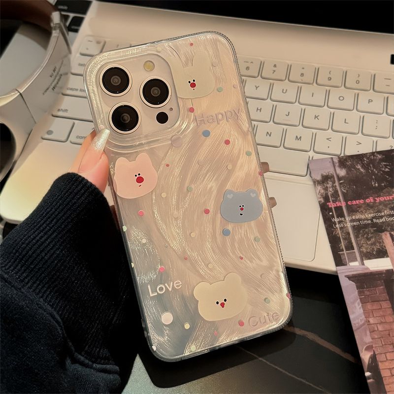 La funda para teléfono móvil con lunares negros y hilo de plumas es adecuada para iPhone 14, 15, Promax, ligero y avanzado iPhone 13, anticaídas y humedad 12_voghion.com