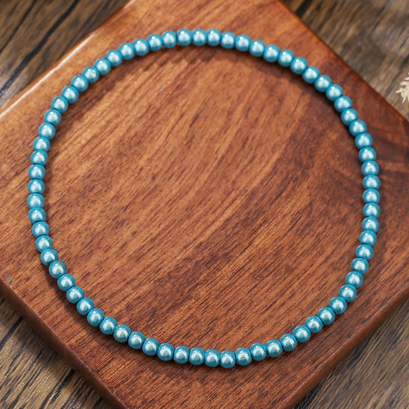 Jewelry Summer Beach Iridescent Bead Simple Versatile Bright Color Beaded Bracelet Anklet_voghion.com