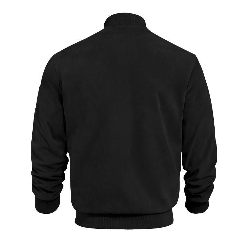 Western-Jeansjacke für Herren – Jagdmantel mit Vintage-Wildlederbesatz, locker sitzende, lässige Oberbekleidung mit Reißverschluss (Schwarz/Armeegrün_voghion.com