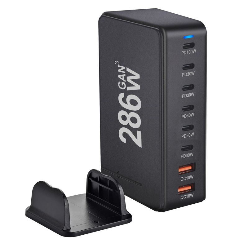 syct New GaN Charger Multi-Port 6C2A Plug 286W Desktop Station PD Fast Adapter Flash Charging Head_voghion.com
