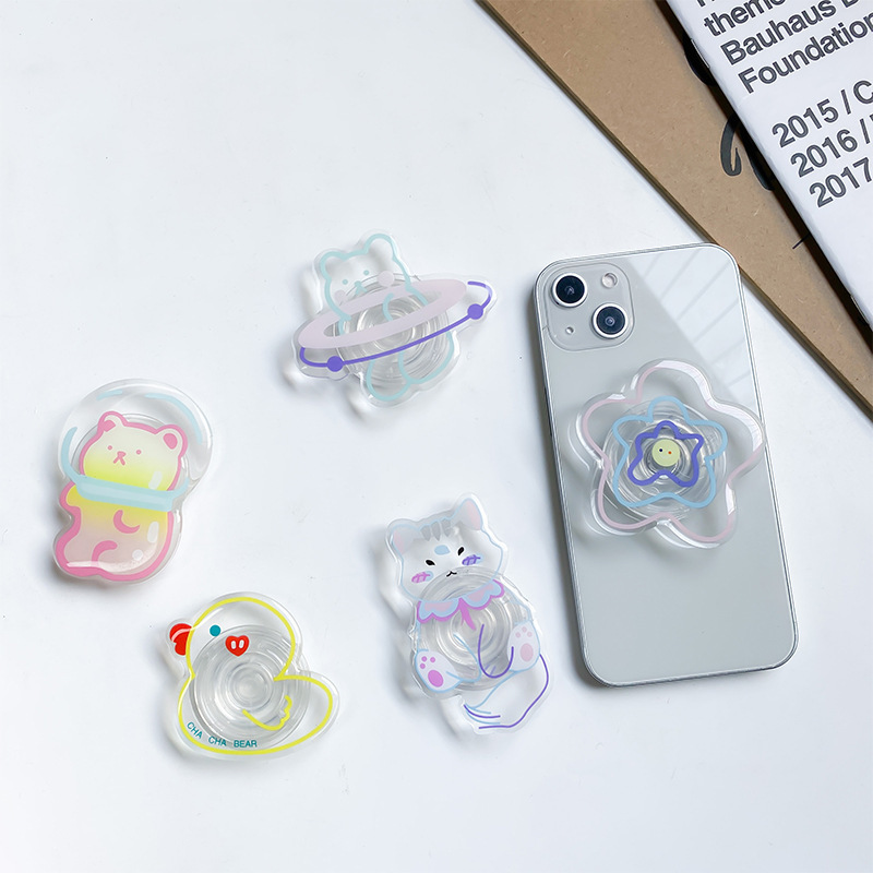 Skalierbarer, drehbarer Handy-Airbag-Halter mit selbstklebendem koreanischen Instagram-Stil, süßer kleiner Bär, gelbe Ente, einfach_voghion.com