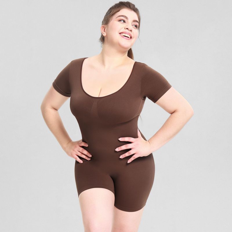 bel destekli body yetişkin kadın dış giyim vücut şekillendirici body kısa kollu body kalça kaldırma body_voghion.com
