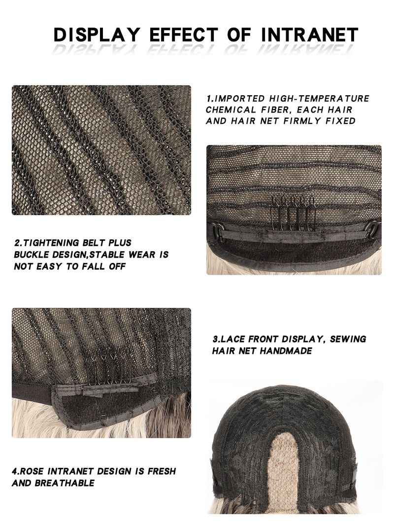 Parrucca sintetica frontale in pizzo annodata a mano per donna - Parrucca lunga e riccia con riga centrale (fibra resistente al calore, cuffia traspirante, attaccatura naturale dei capelli, pronta da indossare)_voghion.com