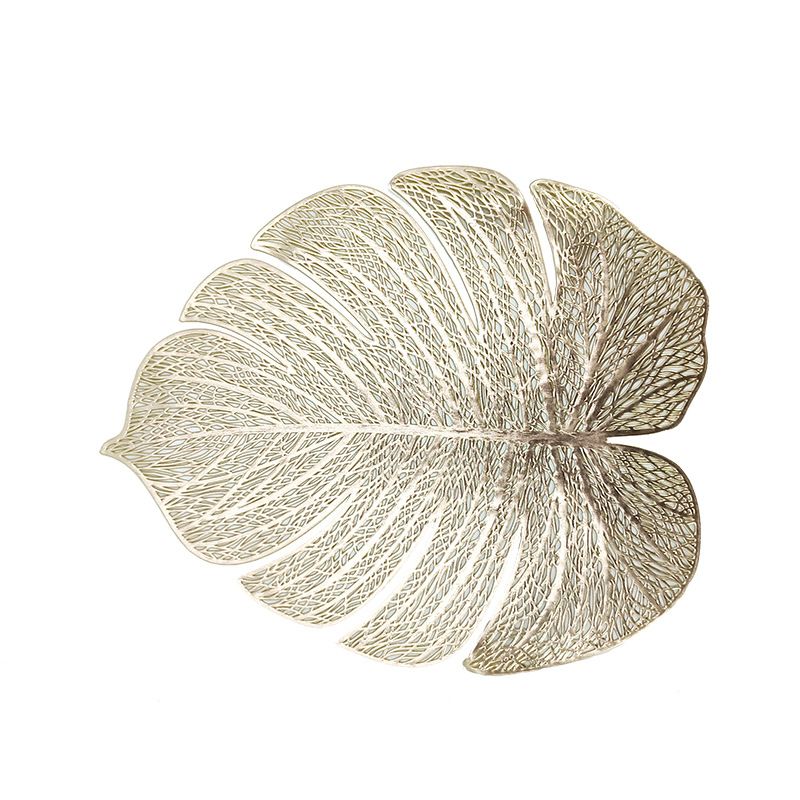 Monstera Leaf PVC Placemats - Gold-Foiled Heat-Resistant Table Mats (Stylish & Functional For Restaurants Hotels & Home Dining Decor)_voghion.com