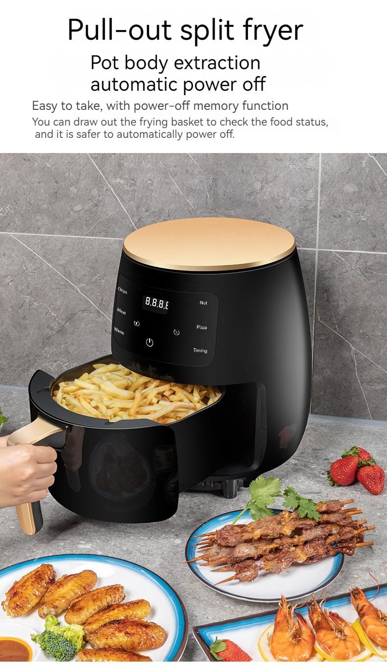 Frytkownica powietrzna Smart Air Fryer o pojemności 6 l z ekranem dotykowym – elektryczna, domowa, 110 V, do ud kurczaka, zdrowe urządzenie do gotowania_voghion.com
