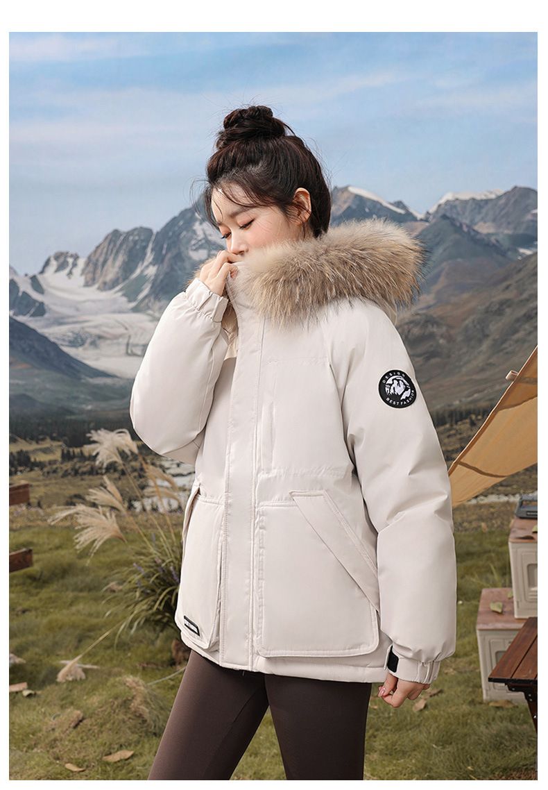 Kurze Pufferjacke für Damen im Winter mit Kunstpelzkapuze – kuschelig warme Oberbekleidung mit Fleecefutter für lässige Streetwear_voghion.com