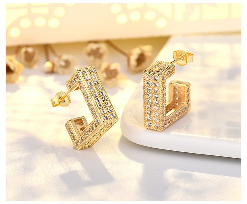 Full Diamond Zircon Silver Earrings for Women Light Luxury Fashionable Earrings Simple and Niche Design Trendy Earrings for Men_voghion.com