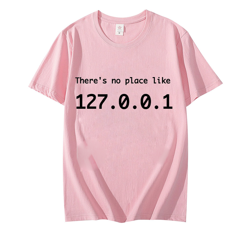 Maglietta grafica da uomo con indirizzo IP, non c'è posto come 127.0.0.1, maglietta divertente da uomo, maglietta da programmatore geek, novità e commedia informatica._voghion.com