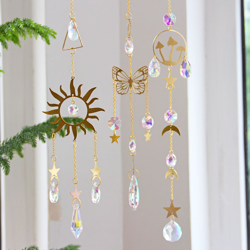Crystal Pendant Moon Star Ornament Hanging Decorative Wind Chime_voghion.com