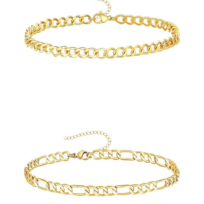 Accessori Set Oro Cubano e Figaro per Donna Cavigliera Catena da Spiaggia_voghion.com