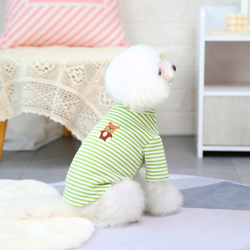 Herbst/Winter Neue Teddy Kleine Hund Haustier Kleidung 21 Wenig Bär Gestreiften Unten Hemd_voghion.com