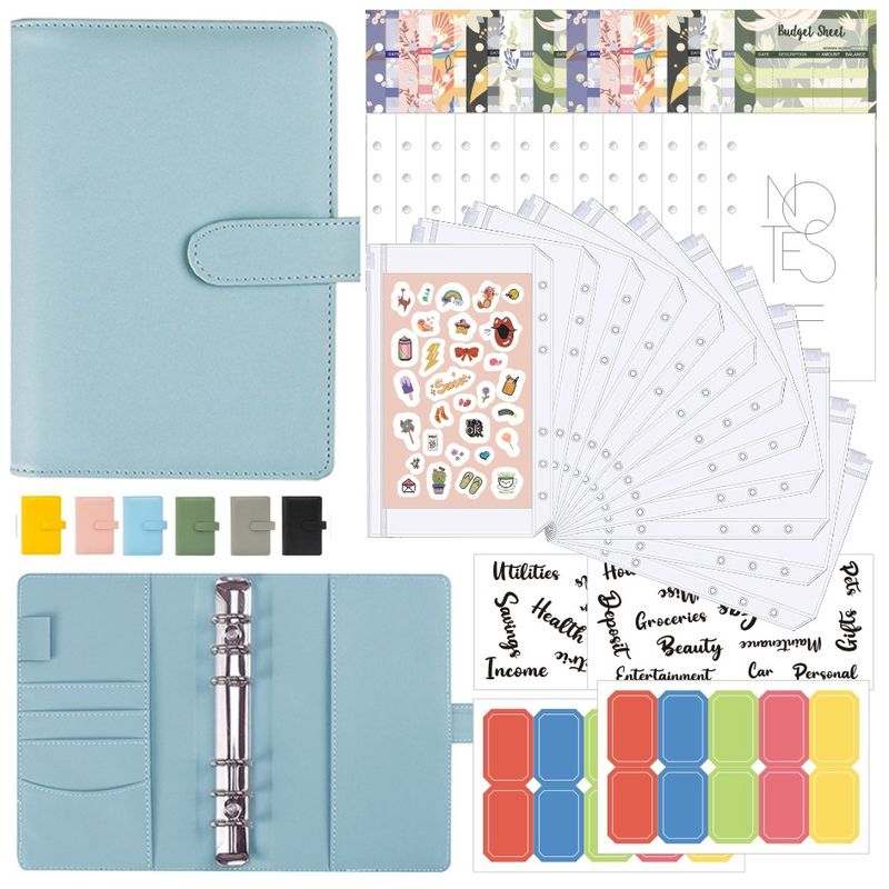 Navulbare notitieboeken met kliksysteem, Macaron Floral, nieuwe A6 leren map, handboek, budgetboek_voghion.com