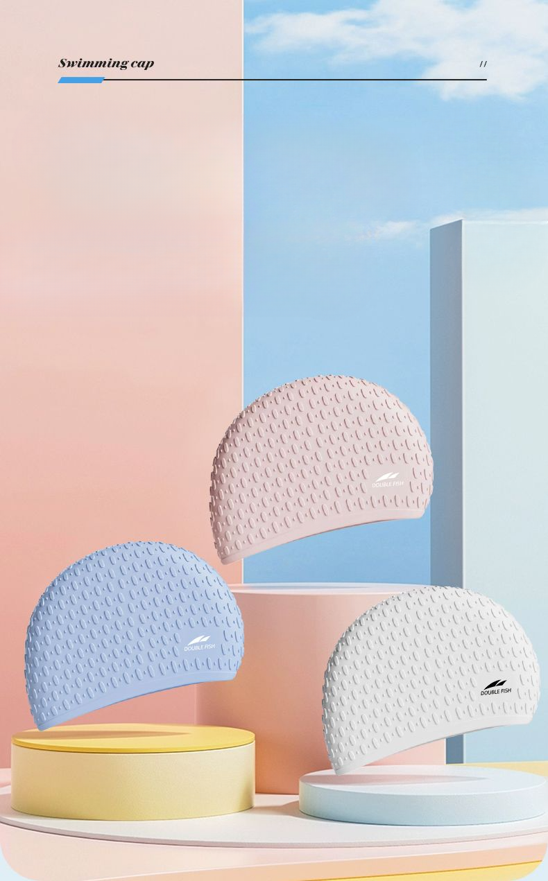 Pisces Wassertropfen-Badekappe, Unisex, groß, wasserdicht, nicht festziehend, für langes Haar, Silikon, Ohrenschutz, hohe Optik_voghion.com